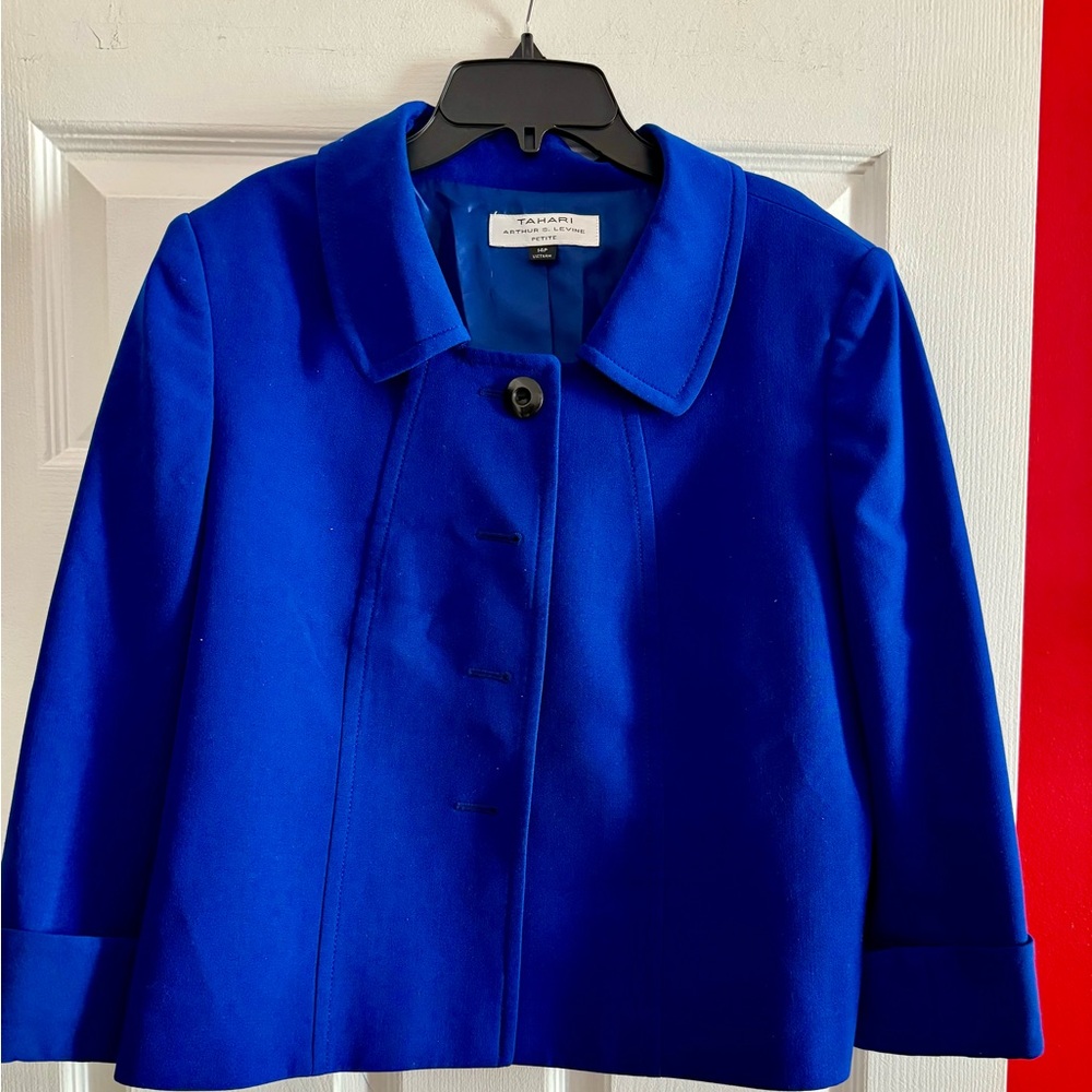 Tamari Size 14 Petite swing jacket by Arthur S.Levine fully lined Royal Blue